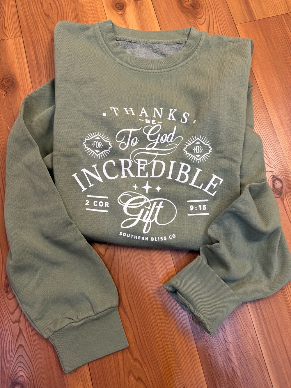 Southern Bliss Co His Incredible Gift Crewneck Sweatshirt Olive Green Large